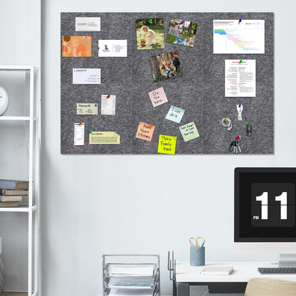 ANLIOTE 6 Pack Felt Bulletin Cork Board Tiles for Wall, 1/2" Thick Self Adhesive Pinboard Squares with 60 Pushpins, Felt Panels Wall Organizer for Photos, Pictures, Memos (11.8"x11.8"- Dark Grey)