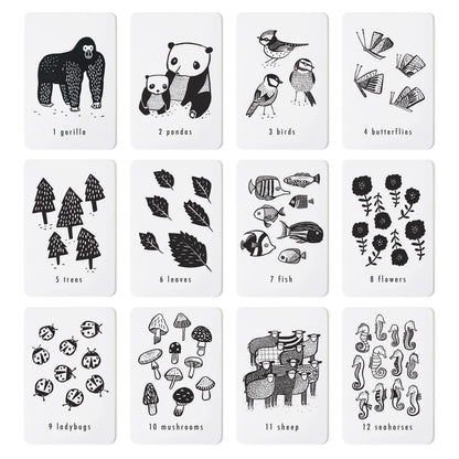 Wee Gallery Educational Flashcards for Babies, Double Sided Black and White Learning Flash cards, Nature Number Cards for Visual Stimulation and Cognitive Development of Infants and Toddlers