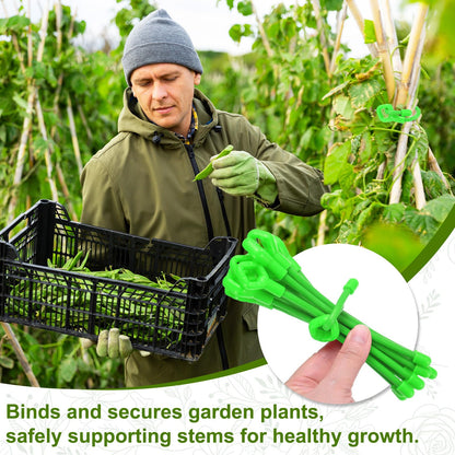 M METERXITY 12-Pack Adjustable Plant Ties, 10inch/25.4cm Silicone Flexible Multi-Function Sturdy Garden Twist Tie for Plant Support/Tree/Shrub/Vine, Reusable Support Twine [Green]