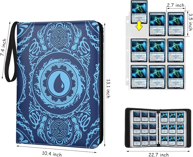 9-Pocket Card Binder for MTG,720 Double Sided Pocket PU Trading Collection Binder,Premium Collector Card Album for MTG,TCG,Yugioh,Game Cards(Blue)