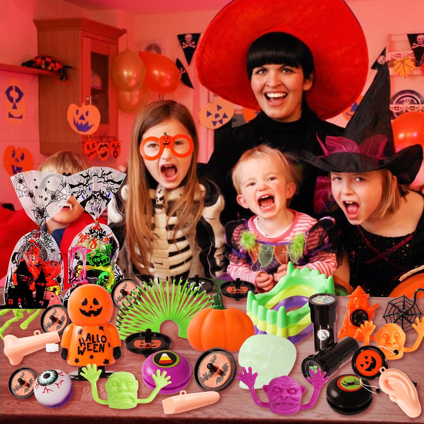 Max Fun 180pcs Halloween Party Toys Assortment for Kids Halloween Party Favors Prizes Box Toy Assortment Classroom (Large 180pcs party favors)