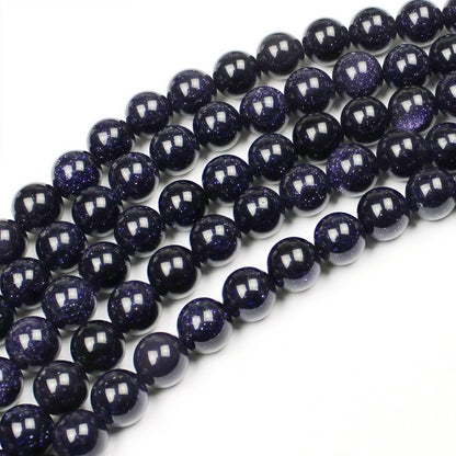 MJDCB Natural Stone Beads Blue Sand Stone Round Loose Beads for Jewelry Making DIY Bracelet Necklace (4mm)