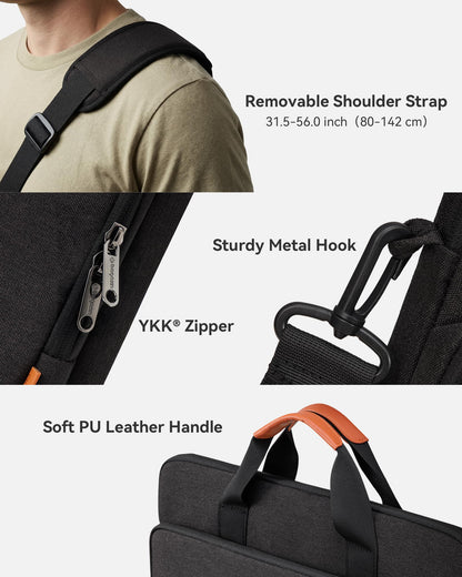 bagasin 15 15.6 16 inch Laptop Computer PC Shoulder Bag Carrying Case, Water-Repellent Fabric Briefcase, Lightweight Toploader, Business Casual or School