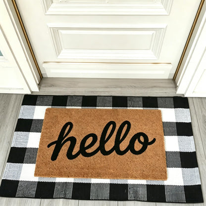WAYYE Buffalo Plaid Outdoor Rug 27.5" x 43" Black and White Checkered Area Rug Washable Doormats Indoor Outdoor Rugs for Layered Front Door Mats, Porch, Entryway, Kitchen, Farmhouse
