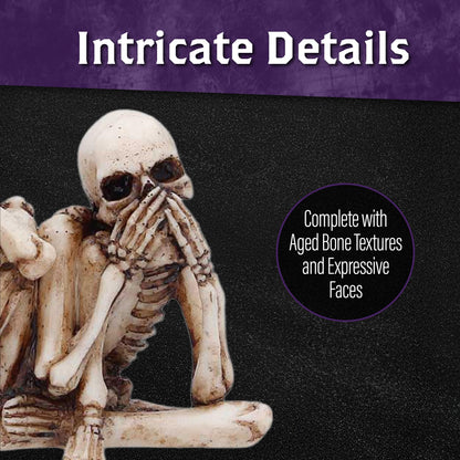 Nemesis Now Three Wise Corpse Figurines 7.3cm – Gothic Skeleton Home Decor, See Hear Speak No Evil, Hand Painted Resin Statue, Gifts for Collectors