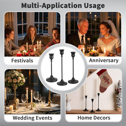 CHILL RECIPE Black Candlestick Holder Tall Taper Candle Holder for Home Decor Table Centerpiece Party Festival Decorations Halloween Decoration (2 Set 6Pcs)
