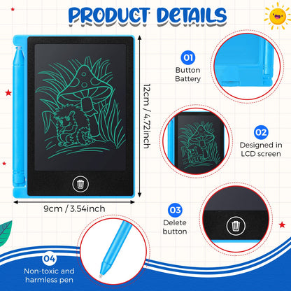 Zhehao 24 Pack LCD Mini Writing Tablet for Kids 4.5 Inch Doodle Board Bulk Erasable Reusable Electronic Drawing Pad Birthday Party Favors Goodie Bag Classroom Gifts(Blue,Black,White,Red)