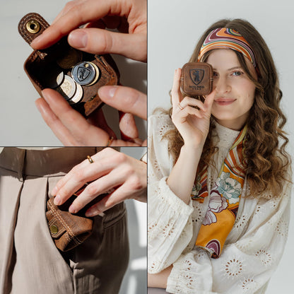 Berliner Bags Vintage Genuine Leather Coin Pouch Lena, Change Purse for Women and Men, Coin purse with snap - Brown