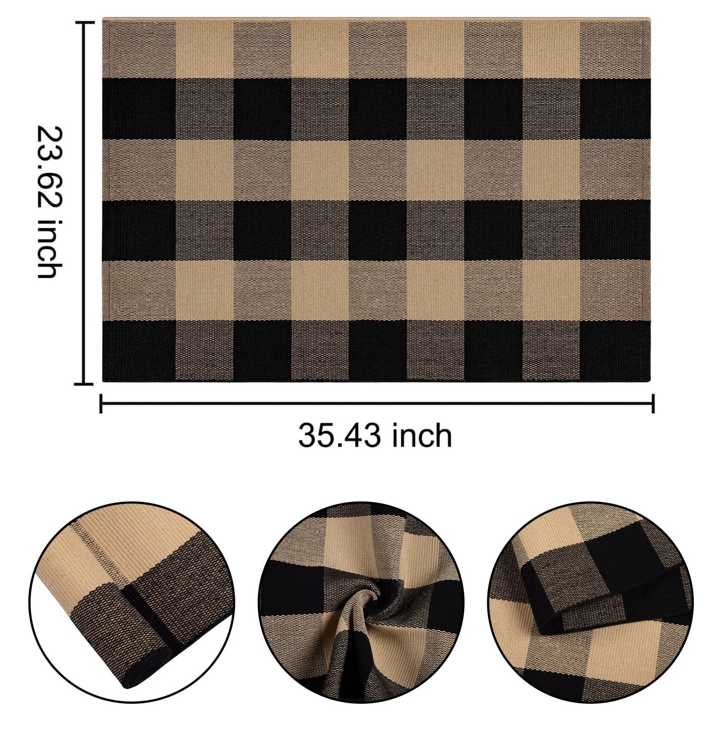 Checkered Front Door Mat Outdoor 24''x35''Buffalo Plaid Outdoor Rug Cotton Washable Layered Doormat for Bedroom,Bathroom,Farmhouse,Entryway,Home Entrance