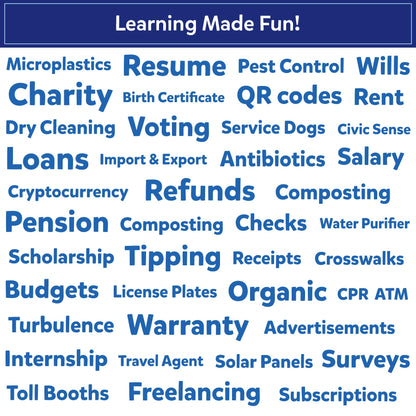 Skillmatics Flashcards for Kids – Learn About Real Things, 70 Cards on Money, Taxes & Concepts Schools Don't Teach, Practical Life Skills for Homeschool & Middle School, Gift for Tweens Ages 7-14