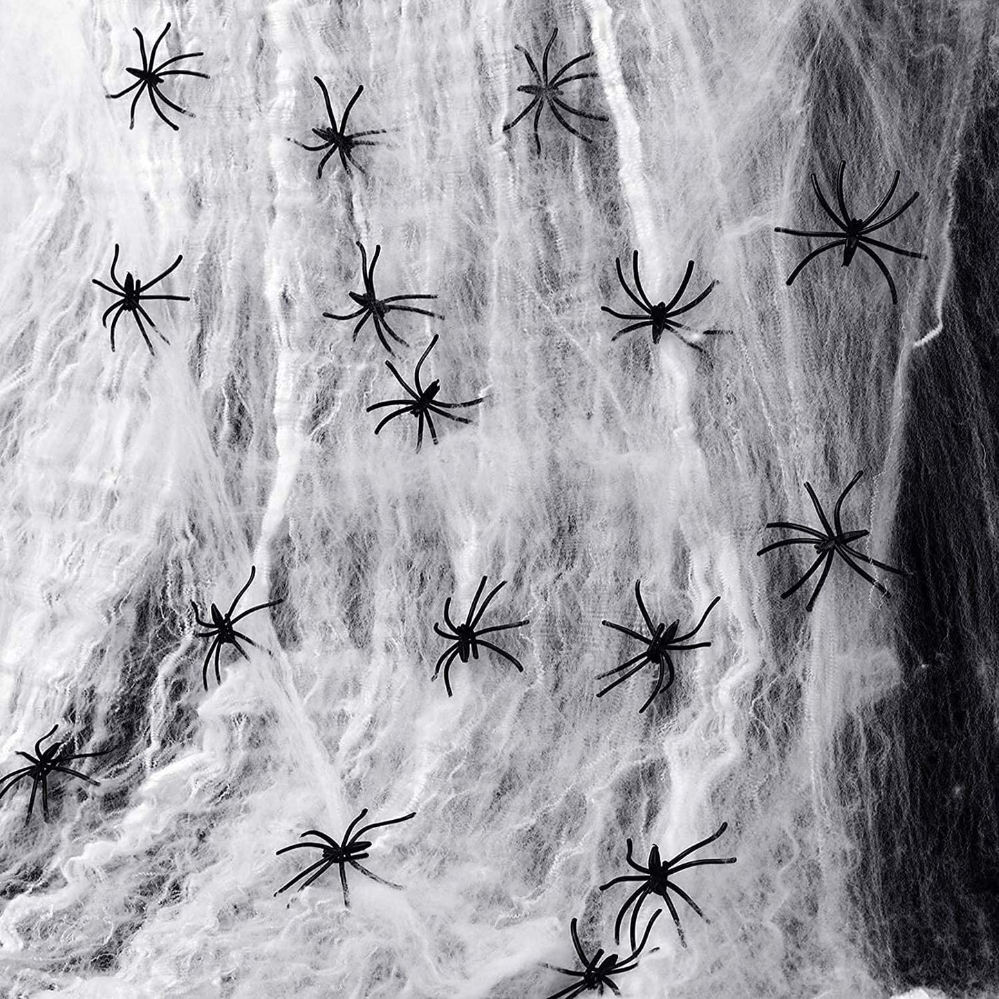 JOINSI 23ft Spider Web Halloween Decorations + 2.5ft Giant Fake Spider + Stretchy Dense Spider Silk + 20Pcs Small Spiders for Indoor Outdoor Yard Home Party Supplies Decor