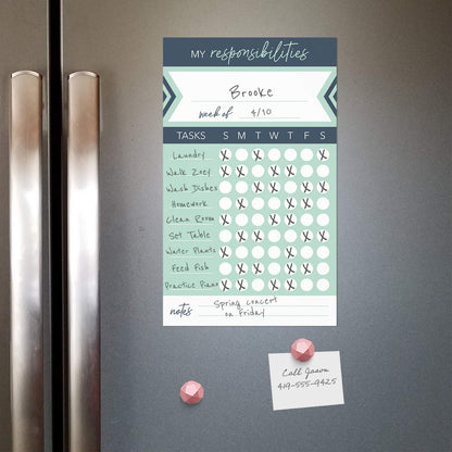 Modern Weekly Chore Chart / 6" x 10" Sticky Note Fill-in Task List/Homeschool Task Assignment List