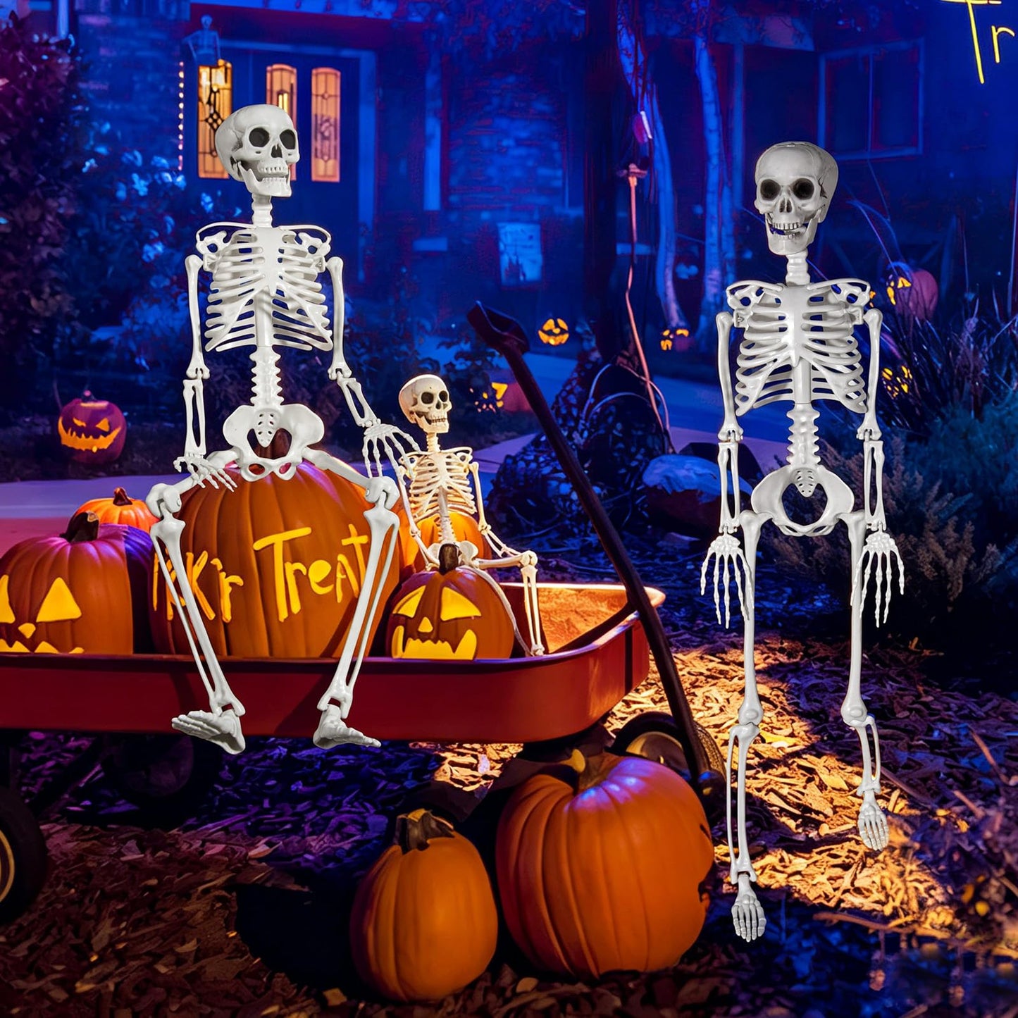 SUNREEK 3 ft Skeletons for Halloween, 36 inch Life Size Skeleton with Full Body Posable Joints, Halloween Plastic Skeleton for Outdoor Yard Patio Lawn Garden Haunted House Spooky Scene Decor (1)