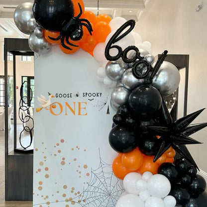 Capiont One Spooky Goose Decal - Halloween One Silly Goose Decor Sticker,Spooky Theme First Birthday Party Supplies,Spider Magic Goose Sign Balloon Arch Background Decorative Wall Decal (Goose Decal)