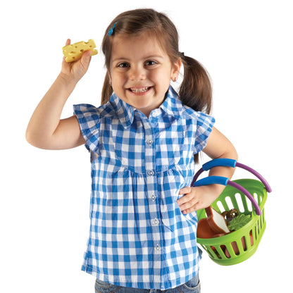 Learning Resources New Sprouts Lunch Basket, Pretend Play Food, 18 Piece Set, Ages 18 mos+