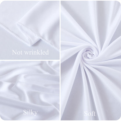 gogoparti White Tutu Table Skirts for Rectangle Tables 6ft Draped Pleated Table Skirt Polyester Tablecloth for Birthday Party Banquet Wedding Baby Shower