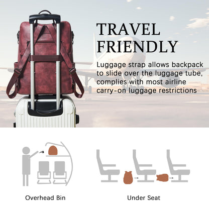 Shrrie Vegan Leather Laptop Backpack for Women 15.6 inch Work Backpack Fashion Travel Backpack Purse for Business College