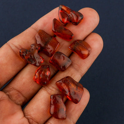 GEMKORA 5pcs, Natural Amber Polished Rough Gemstone, Raw Crystals, Amber Rock, Jewelry Making Supplies, Chakra Healing Crafts & DIY Stone [15-20 mm], AA+