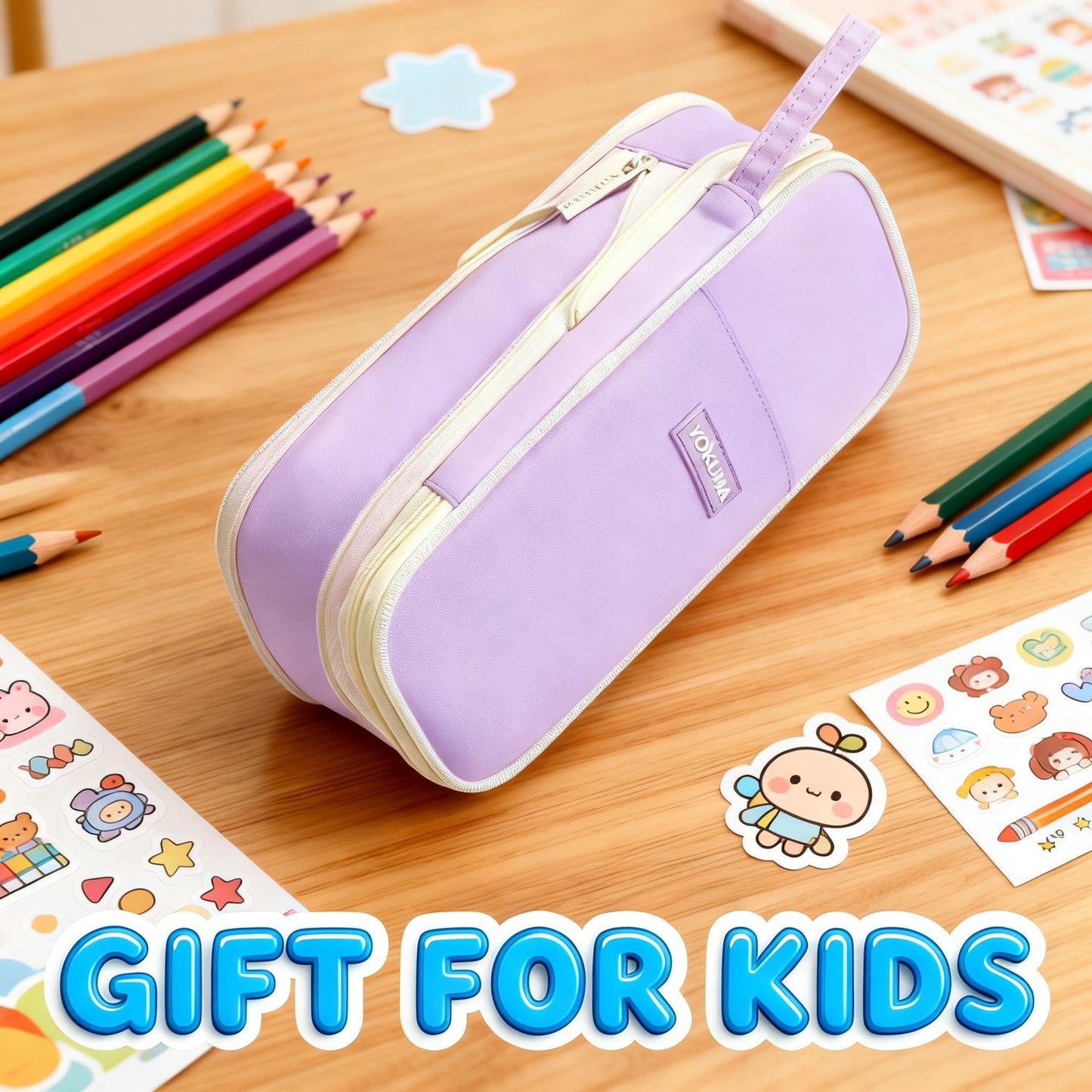 YOKUMA Pencil Case Cute Pencil Pouch for Girls Big Capacity Pen Bag Box, Kawaii Aesthetic College School Supplies for Student Teen Adults Preppy, Purple