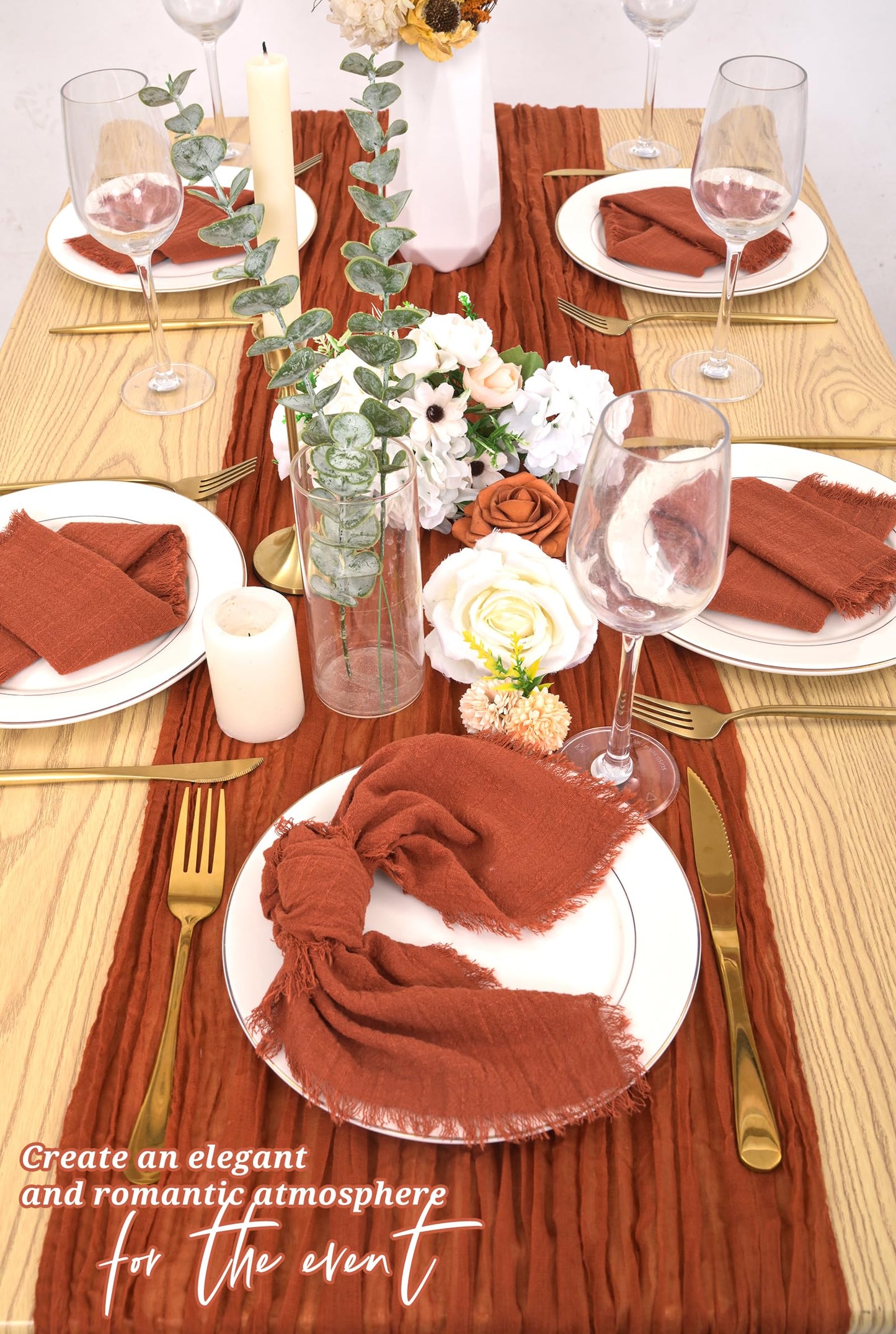 12 Pack Terracotta Cloth Napkins Cotton Linen Napkins with Fringe 16 x 16 Inch Soft Handmade Napkins Cloths Delicate Washable Rustic Dinner Napkin Cloths for Wedding Party Dinner Table Decor