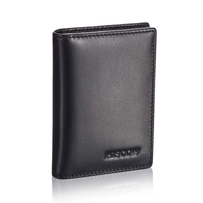 HISCOW Leather Business Card Case Holder for Men & Women, Italian Calfskin (Black)