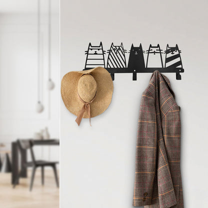 Aimery Metal Cat Coat Hooks Wall Mount, Multipurpose Key Holder & Hanger for Living Room, Hallway, Office