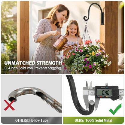 Lifyzoon Heavy Duty Plant Hanger Bracket (8"/Black) -2 Packs, 35lbs Weight Capacity - Outdoor Hand-Forged Hanging Plant Bracket Durable and Stable Bird Feeder Hanger