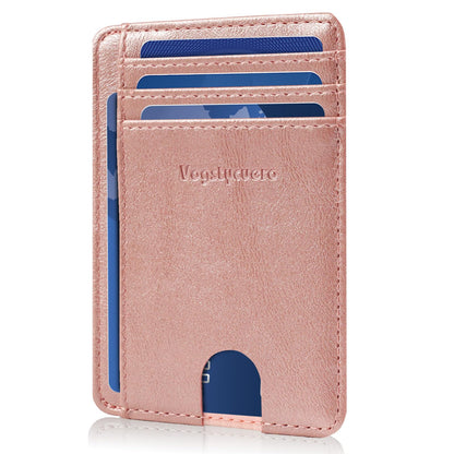 VOGSTYCUERO Front pocket thin wallet for Men Women RFID Blocking Credit Card Holder Card Cases Slim Minimalist wallet with Gift Box (Alaska Pink)