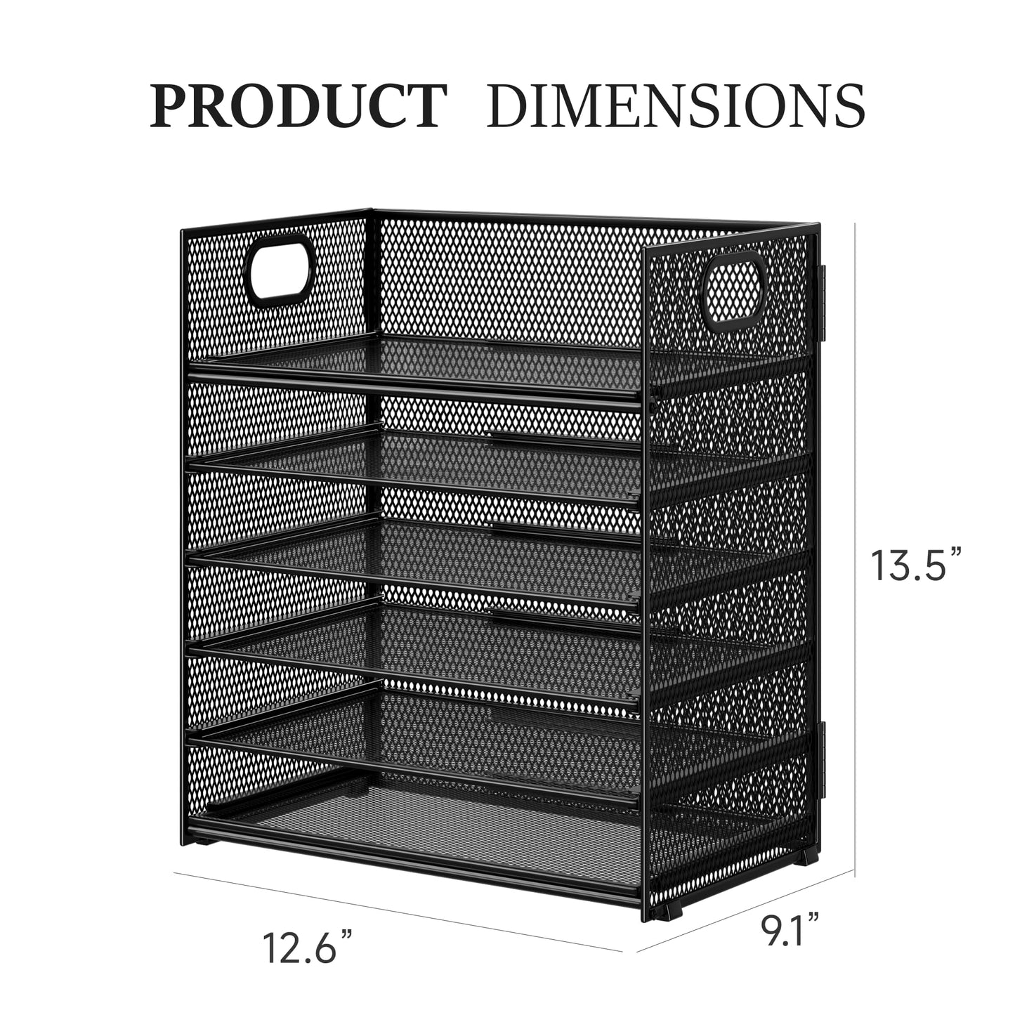 Subekyu 2-Pack 6-Tier Paper Tray Organizer for Desk - Black Mesh File Folder Sorter with Handles, Desk Letter Holder for Office, Home, School Supplies Storage & Organization