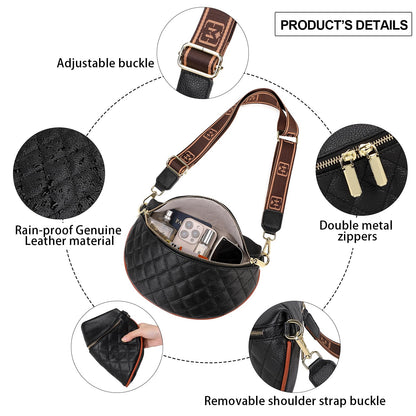 Eslcorri Fashion Waist Packs for Women - Quilted Vegan Fanny Packs Leather Waist Purse Anti Theft Crossbody Belt Bag for Sports Workout Traveling Running Casual - Apricot