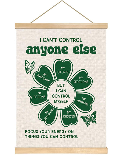 Focus On What You Can Control Wall Art,14x18.5 Inch Mental Health Inspirational Poster, Motivational Therapy Office Decor, Positive Affirmation Canvas Hanging for Home or Classroom (Green-I Can‘t)