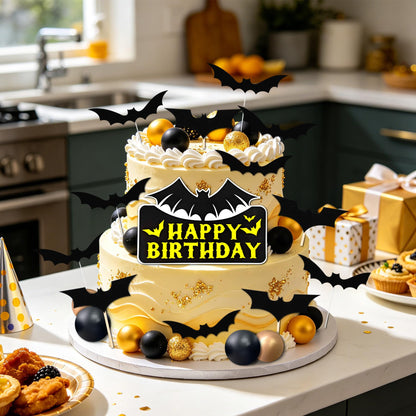 Superhero Cake Topper Bat Cake Decor - Happy Birthday Decorations for Hero Themed Party Supplies