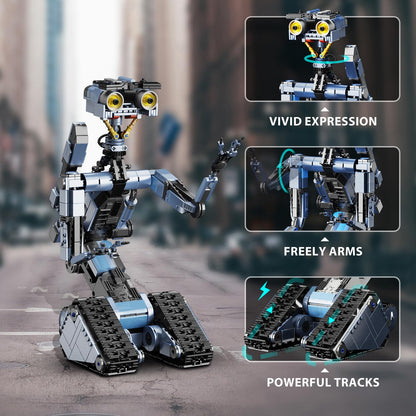 iATOM 1176 Pieces Johnny 5 Robot Building Set with Remote Control - Rechargeable, Gift for Adults Men, STEM Tech Movie Robotic Figure Model Kit