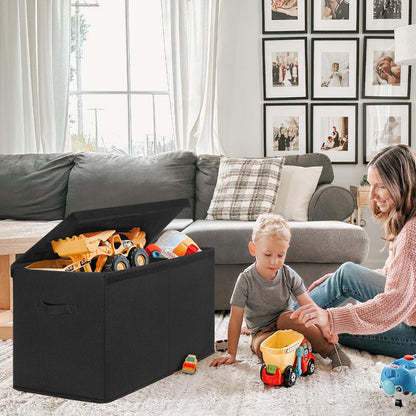 INDRESSME 25"x13"x16" Large Toy Storage, Foldable Storage Bins with Dividers, Toy Chests for Closet, Playroom, Bedroom, Toy Box for Kids, Boys Girls (Black)