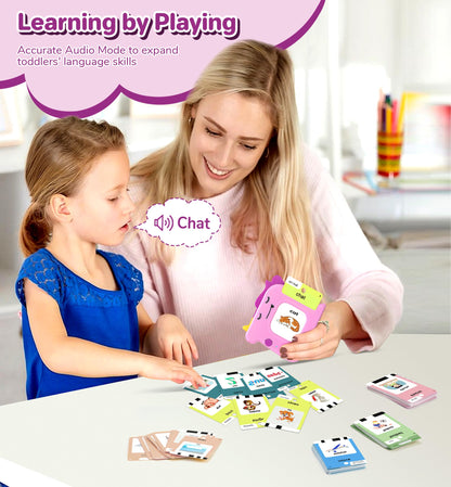 French and English Talking Flash Cards for Toddlers 1 2 3 4 5 6 Year Olds, 420 Sight Words, Montessori Learning Toys, Pocket Speech Therapy Toys, Sensory Preschool Educational Birthday