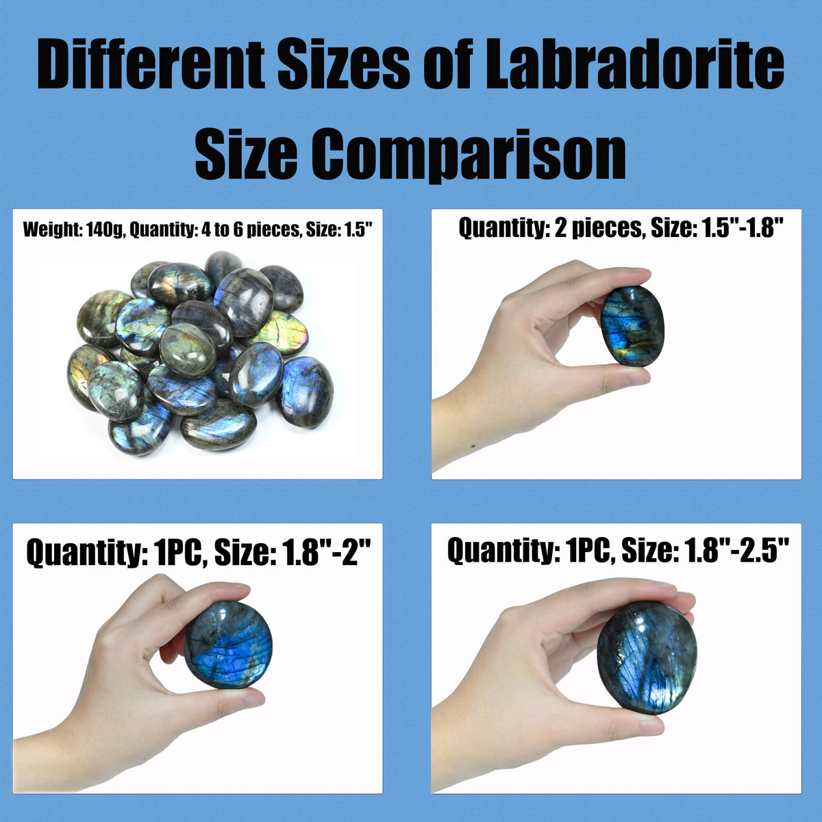 2PCS Labradorite Crystals, Irregular Shaped Gemstone Labradorite Worry Stones, Natural Hand Carved Palm Stone Worry Stone Crystals for Meditation, Home Decor