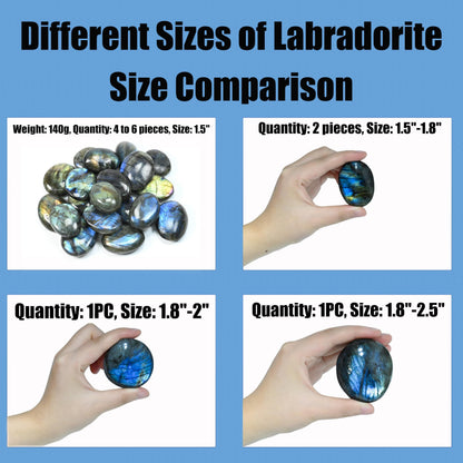 2PCS Labradorite Crystals, Irregular Shaped Gemstone Labradorite Worry Stones, Natural Hand Carved Palm Stone Worry Stone Crystals for Meditation, Home Decor