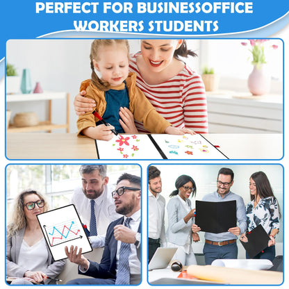iNenya Double-Sided White Board 12x9 inch - Ultra-Thin 0.3" Portable Dry Erase Board with 3 Markers & Anti-Ghosting Surface | Magnetic-Ready | Foldable for Office, School, Travel, Homeschool (Black)