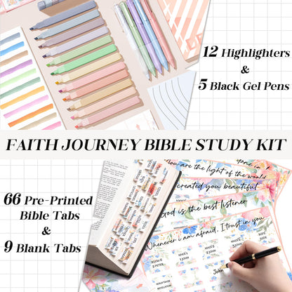 Large Bible Bag for Women Bible Cover Case, Quilted Puffer Bible Tote Bag Church Bag w/Shoulder Strap, Bible Study Supplies Journaling Kit Accessories Pen Tabs, Christmas Christian Gifts for Women Mom