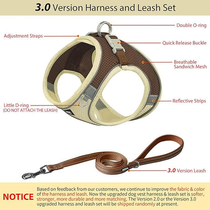 AIITLE Easy Walk Dog Harness and Leash Set - Pet Supply No Pull, Step in Adjustable Dog Harness with Padded Vest, Dog Harness No Choke Over, Easy to Put on Medium Dogs Beige L