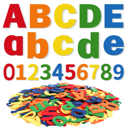 Breling 310 Pieces Felt Letter Bulletin Board Letters Sticker with Number 2" Bulk Self Adhesive ABC Upper Lowercase Sticky Letter for Xmas Gift Bulletin Board Classroom(Rainbow Color)