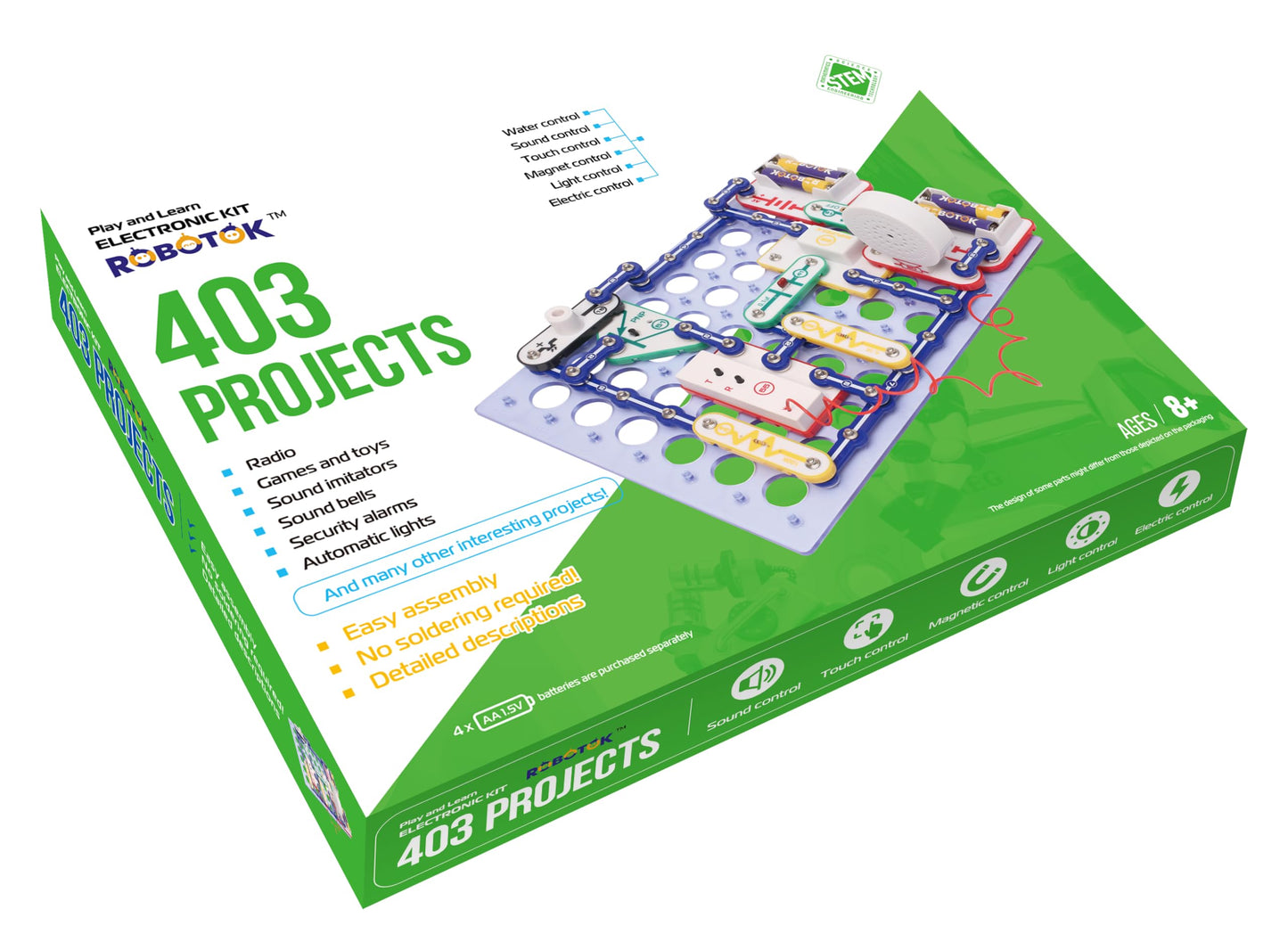 STEM Electronics Circuit Kit for Kids, Over 403 Projects, DIY Electronic Building Blocks, Science Experiment Kit, Educational Toy for Ages 8+ (Mixed Color, 403)