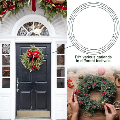 Aodaer 12 Pack 10 Inch Wire Wreath Frame Christmas Dark Green Wire Wreath Ring Round Metal DIY Floral Crafts Wreaths for Halloween New Year Holiday Valentines Day Decorations