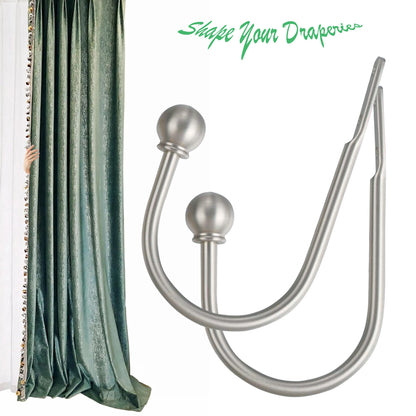 ARNORX Curtain Holdbacks Hooks Solid Steel Hooks Decorative French Ball End Curtain Drapery Tiebacks Heavy Duty, 2 PCs, Nickel Brushed