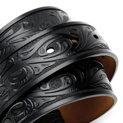 CHAOREN Western Belts for Men without Buckle - Cowboy Belt 1.5" Full Grain Leather Belt for Jeans - One Solid Piece Leather