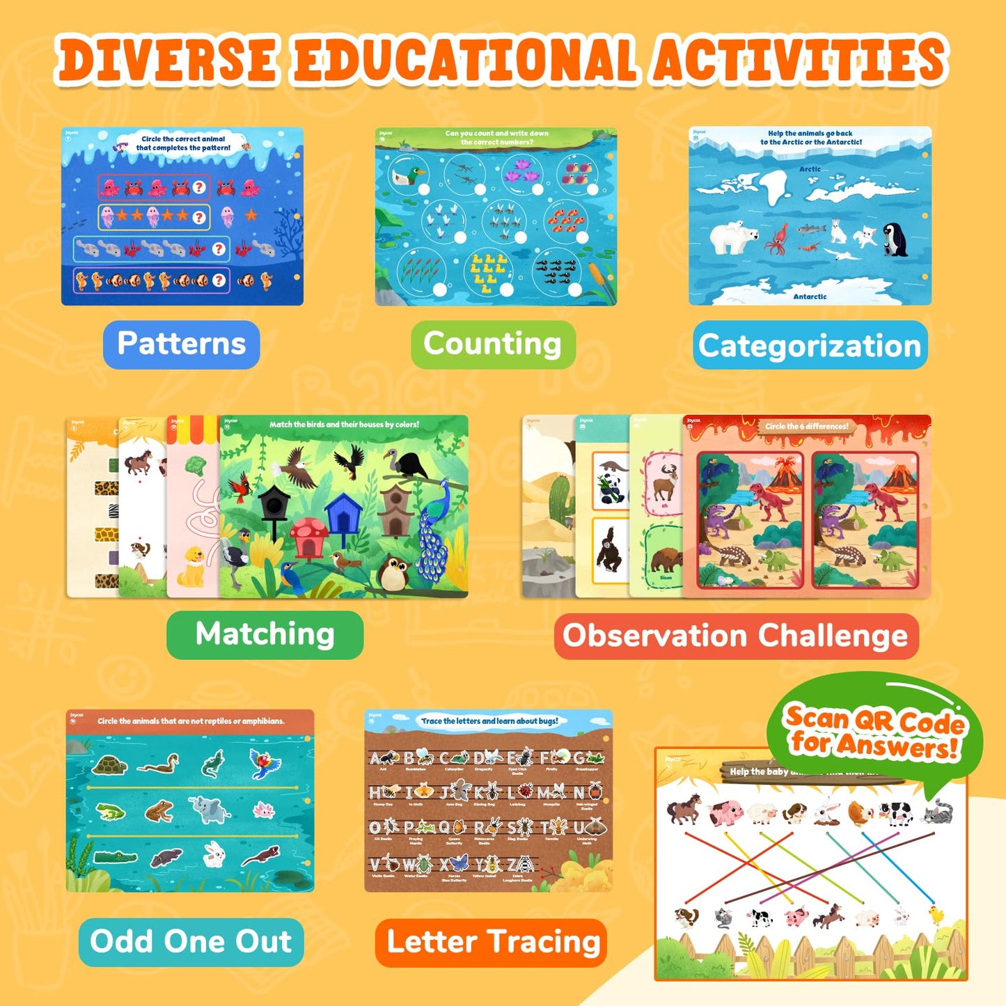 JoyCat Seek & Find Game Book - Animal Preschool Learning Activity for Toddlers & Kids, Travel Activities Toys for Road Trip Car Airplane, Christmas Toys, Educational Gifts for Boys Girls Ages 3-5
