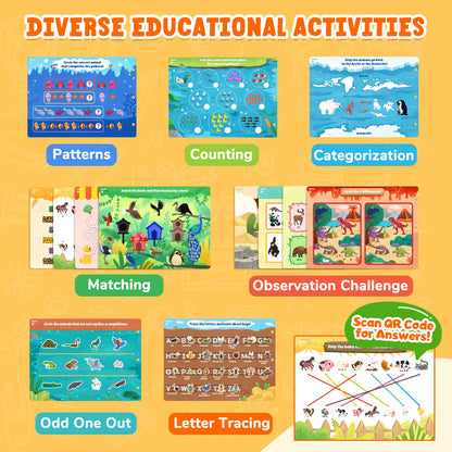 JoyCat Seek & Find Game Book - Animal Preschool Learning Activity for Toddlers & Kids, Travel Activities Toys for Road Trip Car Airplane, Christmas Toys, Educational Gifts for Boys Girls Ages 3-5