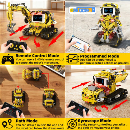 Suplanet 5 in 1 STEM Robot Building Kit, Programmable RC Truck Set, APP & Remote Control with LED Display, Engineering Technic Educational Construction Toy Gift for Kids Ages 8-14 Boys (660 PCS)