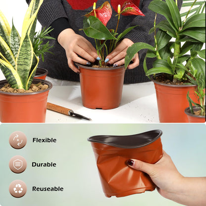 Hemikaki 200 Pack 6 Inch Plastic Nursery Pots for Plants, Seedling Pots Succulent Pots Flower Pots with Drainage Holes, Come with 200pcs Plant Labels