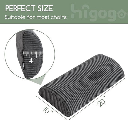 HIGOGOGO Lumbar Support Pillow for Recliner Chair/Accent Chair/Couch, Memory Foam Back Support Cushion for Elderly, Recliner Cushions for Back Rest, Pain Relief, Reading, Washable Cover, Dark Grey